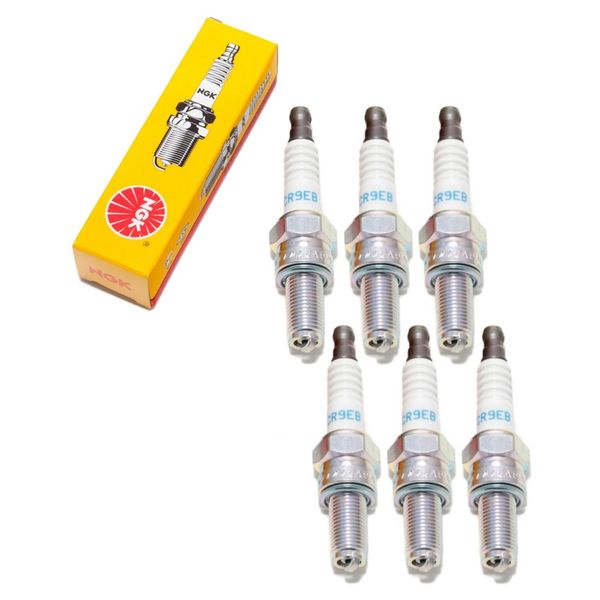 Set Di Candele Ngk 6X CR9EB Con Soppressione Delle Interferenze, Filettatura Lunga 19,0 Mm Ø 10,0 Mm Esagono 16,0 Mm, Distanza Tra Gli Elettrodi 0,75 Mm, Potere Calorifico 9, Dado Di Collegamento Sae Fisso, 6955-image