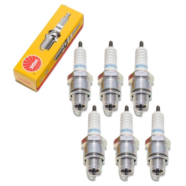 Set Di Candele Di Accensione Ngk 6X BR8HSA Con Soppressione Delle Interferenze, Filettatura Corta 12,7 Mm Ø 14,0 Mm Esagono 20,8 Mm, Distanza Tra Gli Elettrodi 0,75 Mm, Potere Calorifico 8, 5539-image