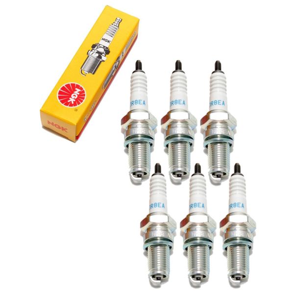 Set Di Candele Di Accensione Ngk 6X DR8EA Con Soppressione Delle Interferenze, Filettatura Lunga 19,0 Mm Ø 12,0 Mm Esagono 18,0 Mm, Distanza Tra Gli Elettrodi 0,75 Mm, Potere Calorifico 8, 6847 / 7162-image