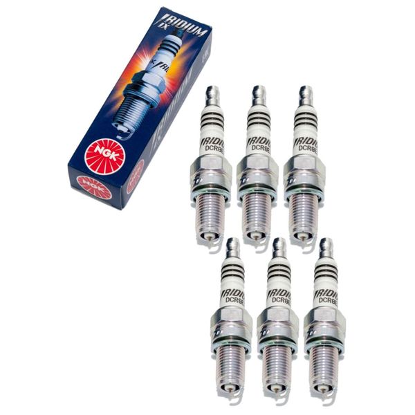 Set Di Candele Ngk 6X DCR8EIX Candela All'iridio Con Soppressione Delle Interferenze, Filettatura Lunga 19,0Mm Ø 12,0Mm Esagono 16,0Mm, Distanza Tra Gli Elettrodi 0,75Mm, Potere Calorifico 8, 3606-image