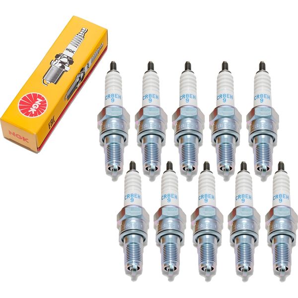Set Di Candele Di Accensione Ngk 10X CR8EH-9 Con Soppressione Delle Interferenze, Filettatura Lunga 19,0 Mm Ø 10,0 Mm Esagono 16,0 Mm, Distanza Tra Gli Elettrodi 0,90 Mm, Potere Calorifico 8, 5219 / 5666 / 6791-image