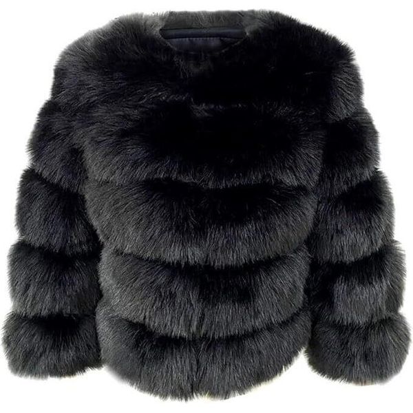 Donna Cappotto In Pelliccia Sintetica Giacca Invernale In Pelliccia Sintetica Capispalla In Pelliccia Sintetica Unicoloured Thick Parka Winter Coat, Ladies , Blu, L-image