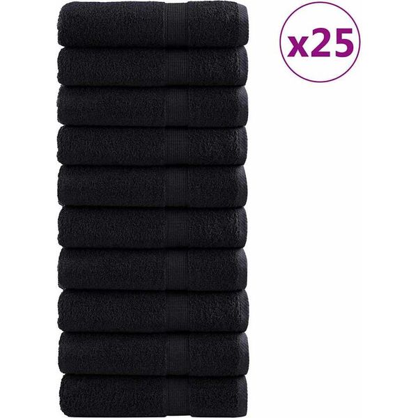 Vidaxl 600 G/M² Asciugamani Per Ospiti Solund 25 Pezzi Nero 70 X 140 Cm Cotone-image