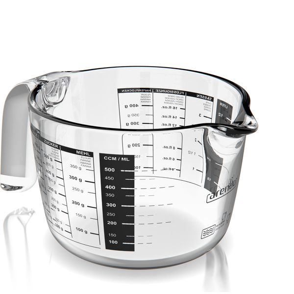 Caraffa Dosatrice Arendo 500 Ml In Vetro, Vetro Borosilicato, Adatto Al Microonde, Vetro, 0,5 Litri, Scala Precisa, Resistente Al Calore, Adatto Al Microonde, Utensile Da Cucina-image