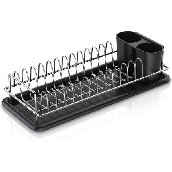 Scolapiatti Arendo, Scolapiatti, Salvaspazio, Compatto, 12 Portapiatti, Portaposate, Acciaio Inox, Vaschetta Di Raccolta, Antiruggine, Robusto, Facile Montaggio-image