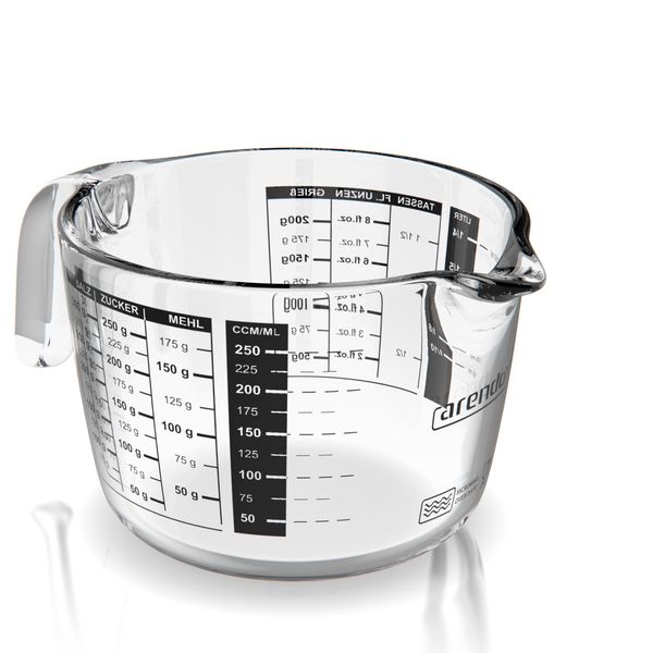 Caraffa Graduata Arendo, Caraffa Graduata In Vetro Da 250 Ml, Vetro Borosilicato, Adatto Al Microonde, Vetro, 0,25 Litri, Scala Precisa, Resistente Al Calore, Utensile Da Cucina Adatto Al Microonde-image