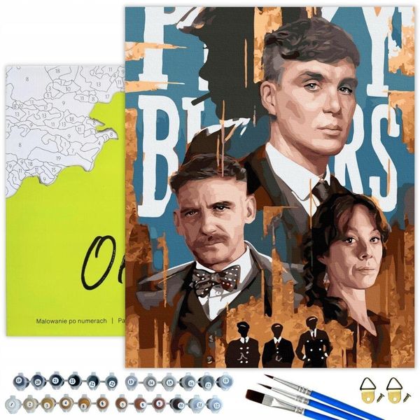 Oh Art! Pittura Per Numeri Tommy Shelby Peaky Blinders 50X40 Cm Con Cornice, 31 Colori E Vernice Dorata Inclusi Pennelli, Colori Acrilici E Accessori Completi-image