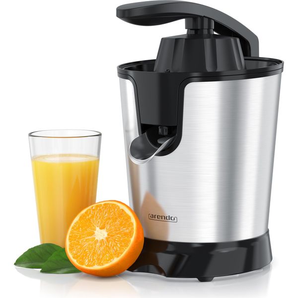 Spremiagrumi Elettrico Arendo, Acciaio Inox, 400 Ml, 800 W, 2 Coni Di Spremitura, Meccanismo A Leva, Beccuccio Diretto E Contenitore, Lavabile In Lavastoviglie, Senza Bpa, Nero-Argento-image