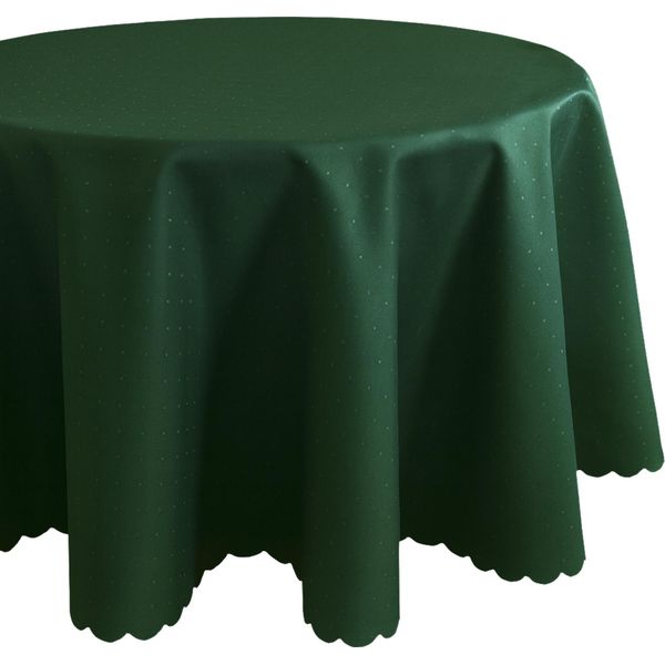 Tovaglia Ø 130 Cm In Verde Scuro Per Tavolo Da Pranzo E Cucina-image