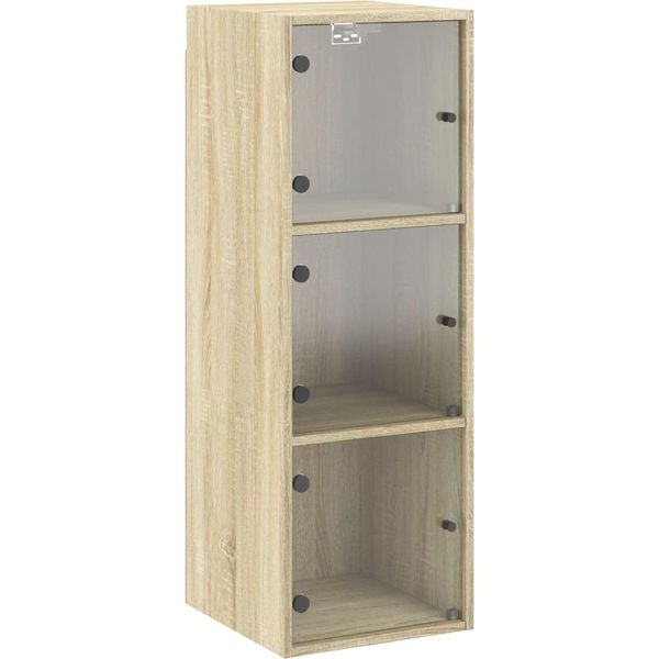 Vidaxl Armadio A Muro Con Ante In Vetro Rovere Sonoma 35X37X100 Cm-image