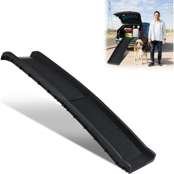 Sessamen-Lp Gradini Per Cani, Rampa Per Auto Pieghevole, Ausilio Per L'ingresso Del Bagagliaio Pieghevole, Rampa Per Cani In Plastica, Gradini Per Cani Grandi E Pesanti, 156X40Cm, Nero-image