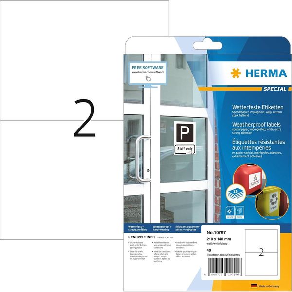 Herma 10797 Etichette Herma Resistenti Alle Intemperie In Carta Speciale, 210 X 148 Mm-image