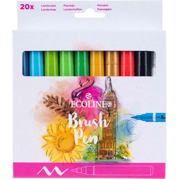 Talens - Penna A Pennello Ecoline, Confezione Da 20 Pezzi, Assortiti-image