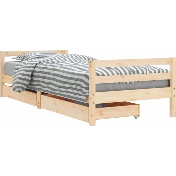 Vidaxl Letto Per Bambini Con Cassetti 80X200 Cm In Legno Di Pino Massiccio-image