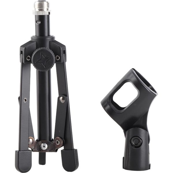 Asta Microfonica, Da Tavolo, Mini Asta Microfonica Pieghevole Con Clip Per Microfono Per Riunioni, Conferenze, Discorsi-image