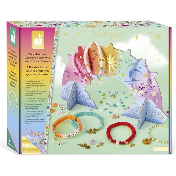 Set Per La Creazione Di Gioielli Janod - 7 Braccialetti Con Supporto Arcobaleno Da Creare-image