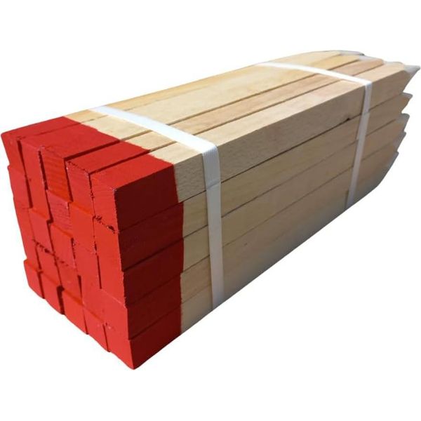 25 Paletti In Legno Di Faggio 25X25 Mm 80 Cm Punta Rossa Verniciata – Paletti Geodetici Da Giardino E Recinzione Robusti-image