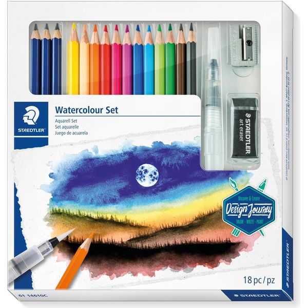 Staedtler 61 14610C Staedtler Set Da Disegno Acquerello Viaggio Di Design, 18 Pezzi-image