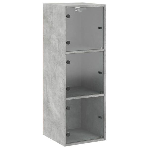 Vidaxl Armadio A Muro Con Ante In Vetro Grigio Cemento 35X37X100 Cm-image