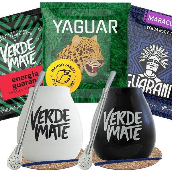 Yerba Mate Verde Matero Bombilla Set Per Due Persone-image