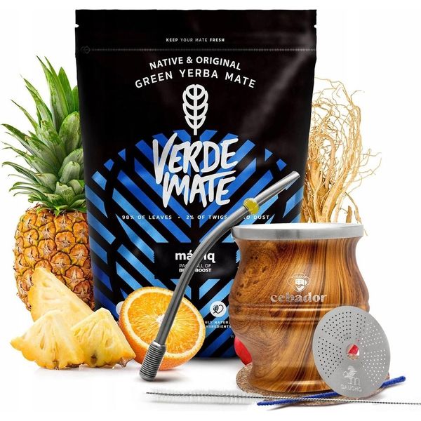 Set Mate Tea Verde Mate Mas Iq 0,5Kg + Termocolador-image