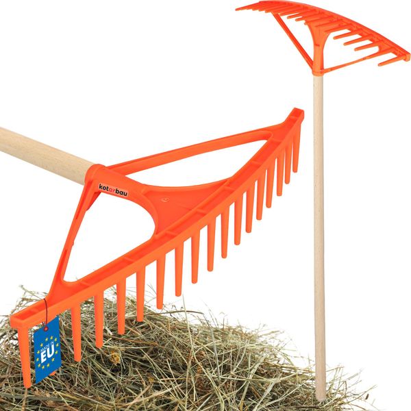 Kotarbau® Rastrello Per Foglie In Plastica Con Manico 150 Cm | 18 Denti L: 64 Cm | Rastrello Arancione Rastrello Per Fieno Rastrello Per Prato Largo Rastrello Per Prato Da Giardino Rastrello Per Erba Rastrello Per Foglie Plastica - Rastrello Per Foglie-image