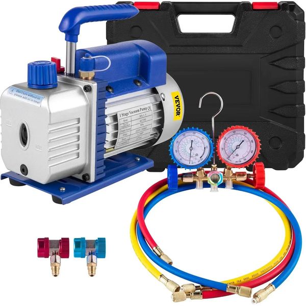 Pompa Per Vuoto Vevor, Portate Multiple, Opzioni Di Prestazioni Di Lunga Durata, Manometro 4CFM 1-3 Hp, Eu-image