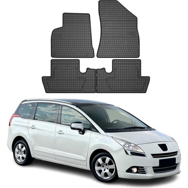 2009-2017 Peugeot 5008 Tappetini In Gomma Nero 4 Pz-image