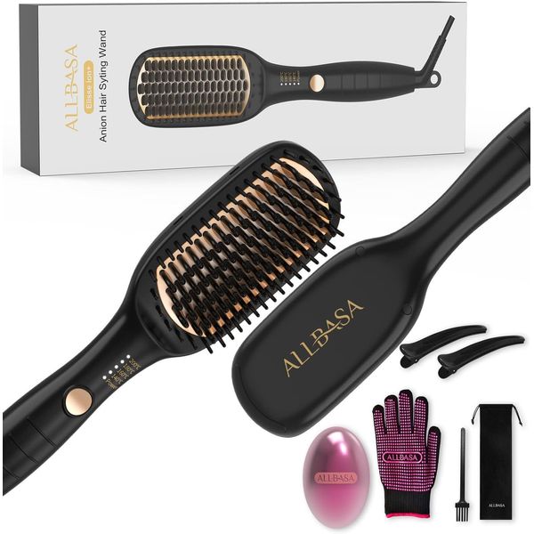 Piastra Per Capelli, Spazzola Lisciante Per Capelli, 4 Impostazioni Di Temperatura, 140 ℃ - 200 ℃, Display Lcd, Riscaldamento 30S, Piastra A Ioni Negativi, Per Tutti I Tipi Di Capelli-image
