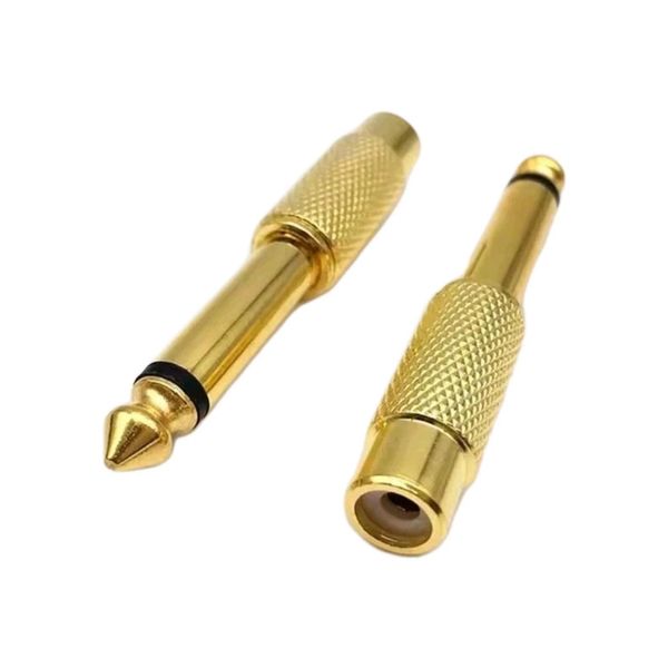Spina Jack Da 6,35 Mm A Spina Di Accoppiamento Rca Cinch Adattatore Audio Stereo-image