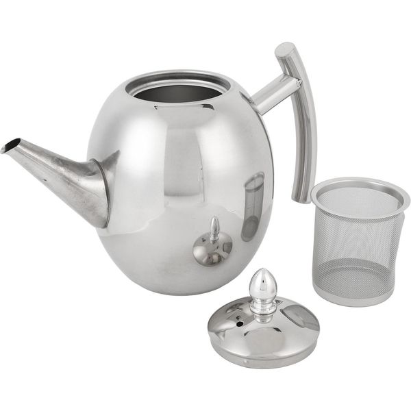 Teiera In Acciaio Inox Con Coperchio E Filtro Manico Curvo Bollitore Per Casa Ristorante Hotel 1,0 L/1000 Ml-image