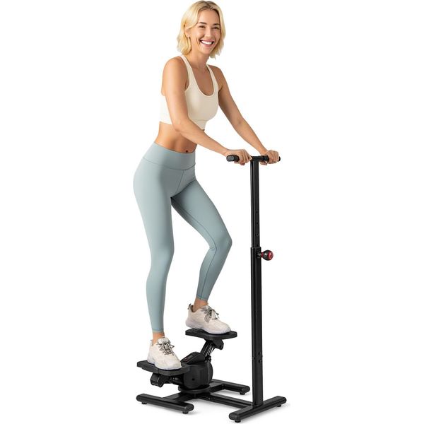 Stepper Costway, Stepper Fitness Con Manubri, Resistenza E Display Lcd, Scalatore Con Maniglia Regolabile In Altezza, Macchina Stepper-image
