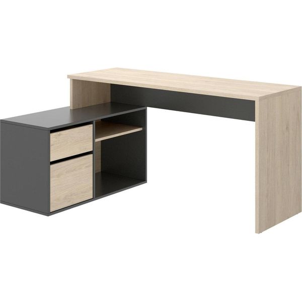 Dmora Scrivania Andor 92X139X75H Cm Nero Antracite, Modulabile Angolare-image