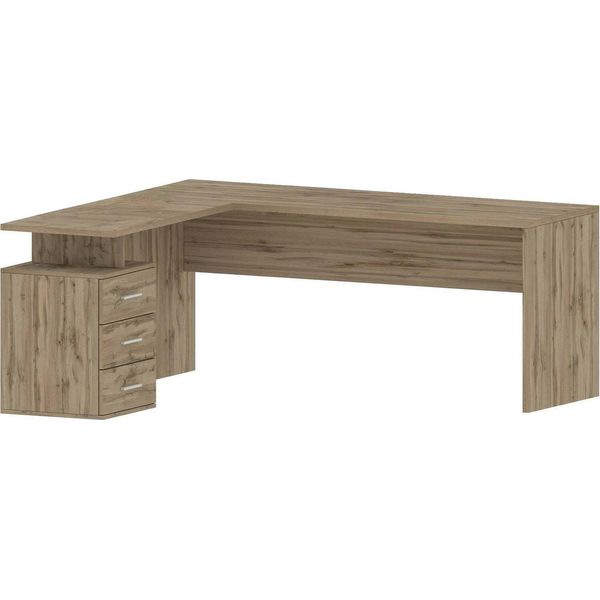Dmora Scrivania Ascuby 60X180X75H Cm Marrone Rovere, Angolare Modulabile Italy-image