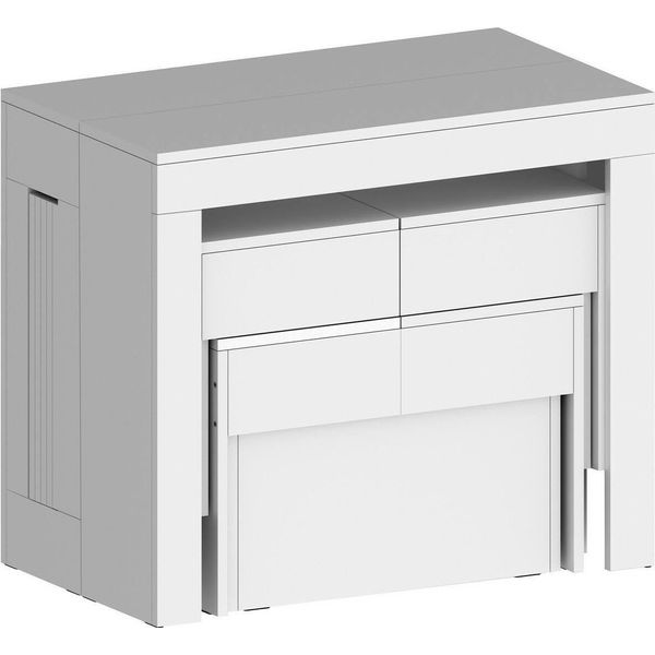Dmora Set Tavolo E Sedie Auditore Bianco Lucido, 12 Posti Allungabile Italy-image