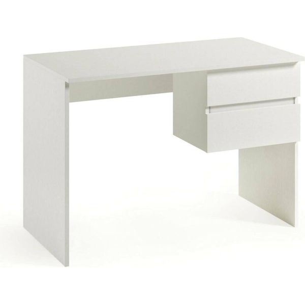 Dmora Scrivania Zimone 53X110X76H Cm Bianco, 2 Cassetti Materiale Piano In Legno Nobilitato Italy-image