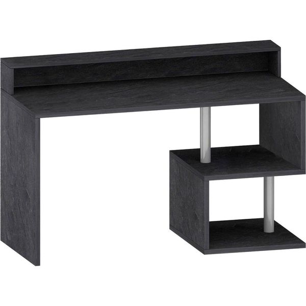 Dmora Scrivania Kobenhavn 60X140X93H Cm Grigio Ardesia, Supporto Pc 2 Ripiani Italy-image