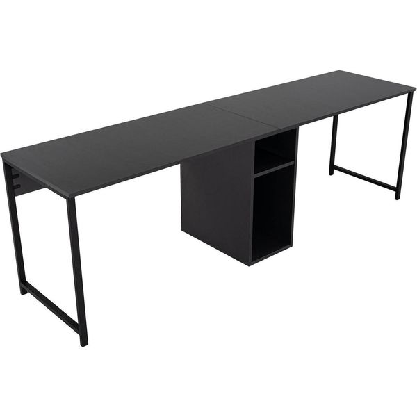 Dmora Scrivania Violet 60X240X74H Cm Nero Antracite, Un Vano Un Ripiano-image