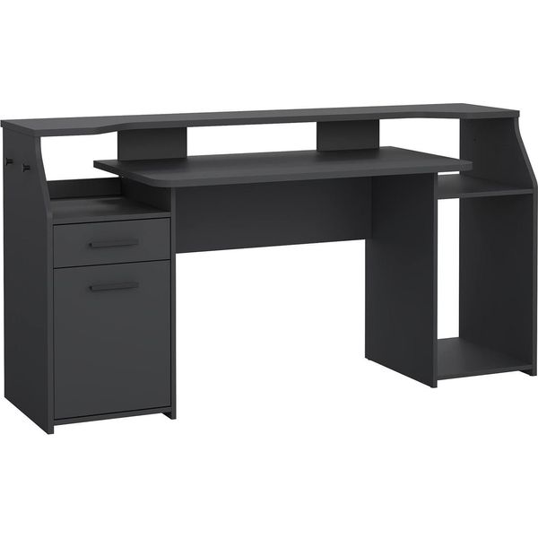 Dmora Scrivania Zennithor 62.2X171X89.2H Cm Grigio, Un'anta Un Cassetto-image