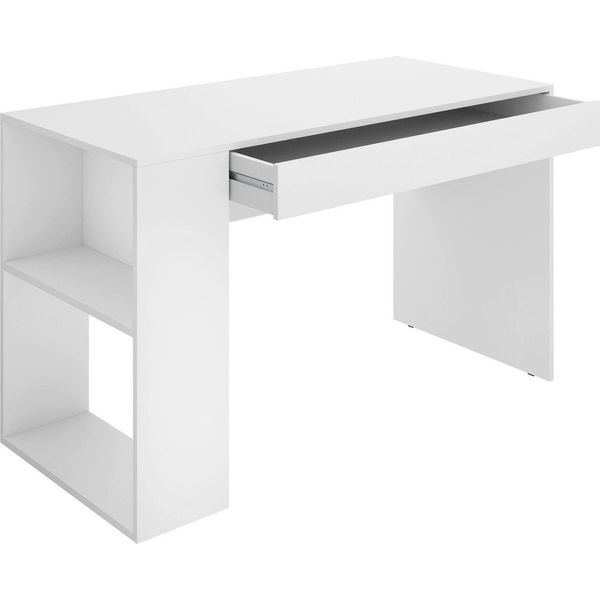 Dmora Scrivania Arianella 50X115X74H Cm Bianco, Modulabile Supporto Pc-image