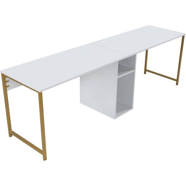 Dmora Scrivania Violet 60X240X74H Cm Oro, Un Vano Un Ripiano-image