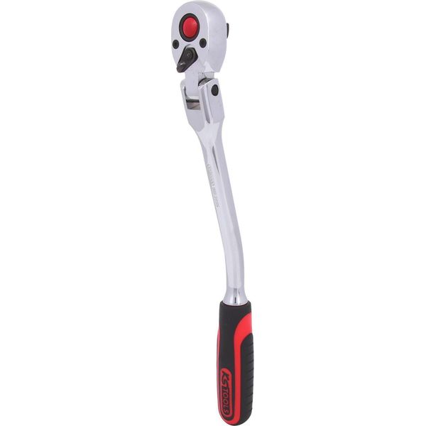 Ks Tools 3/8 Chrome+ Cricchetto Reversibile Articolato, 72 Denti, Gambo Curvo, 918.3895-image