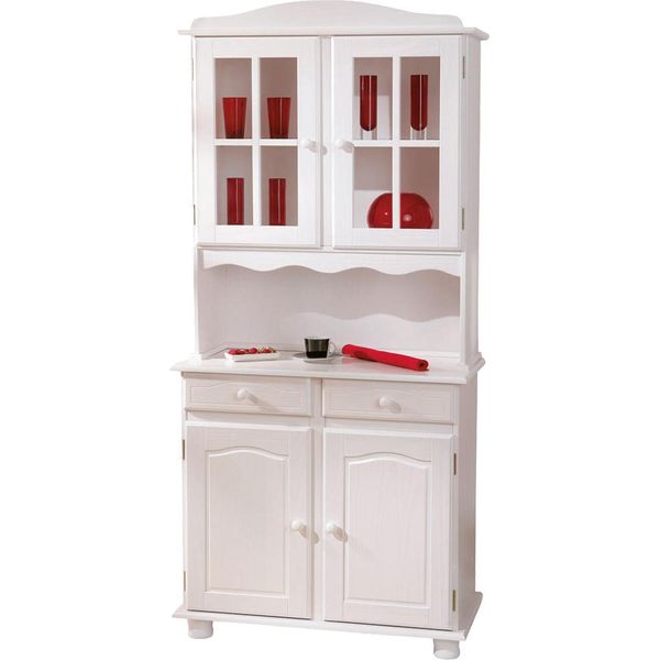 Dmora Credenza Dmcneal 32X88X198H Cm Bianco, Apertura Battente E Scorrevole 4 Ante-image