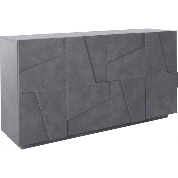 Dmora Credenza Augusto 44.2X162.4X86H Cm Grigio Ardesia, Apertura Battente 4 Vani Italy-image
