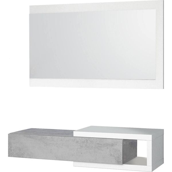 Dmora Mobile Da Ingresso Arty 26X95X19H Cm Grigio, Specchio Incluso Paia-image