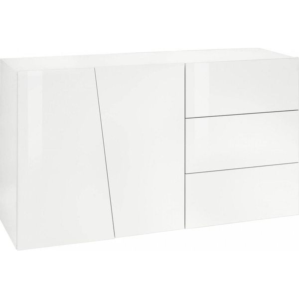 Dmora Credenza Favonio 43X140.9X86H Cm Bianco Lucido, 3 Cassetti 2 Vani Italy-image