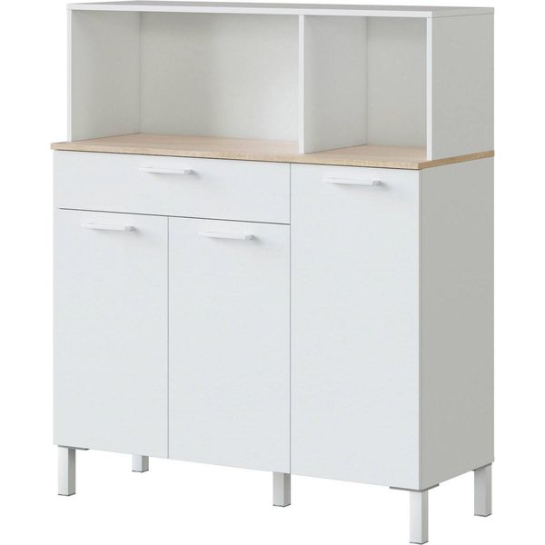 Dmora Credenza Angstrom 40X108X126H Cm Bianco, Un Cassetto 6 Vani-image