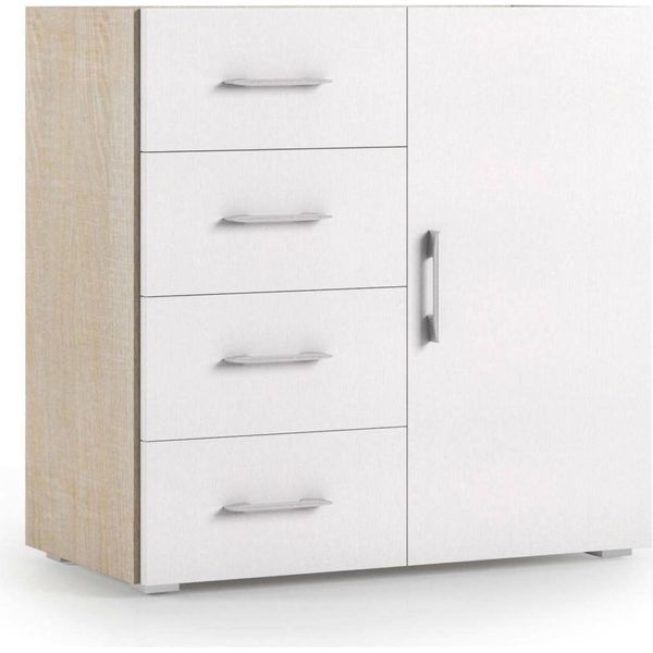 Dmora Credenza Aracnida 41X90X87H Cm Bianco, Apertura Battente Un'anta Italy-image