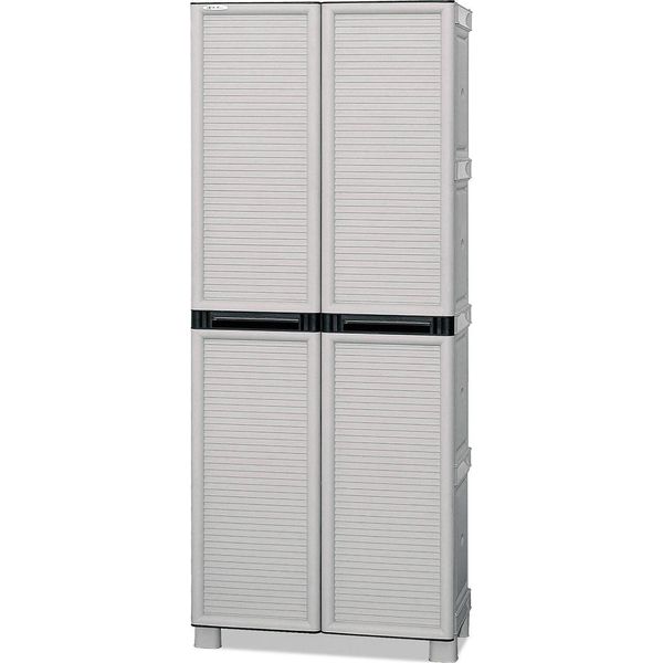 Dmora Armadio Da Esterno Allain 39X70X172H Cm Grigio Chiaro, 2 Ante Resistente Ai Raggi Uv, Impermeabile Italy-image