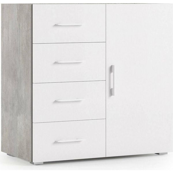 Dmora Credenza Aracnida 41X90X87H Cm Bianco, Apertura Battente Un'anta Italy-image
